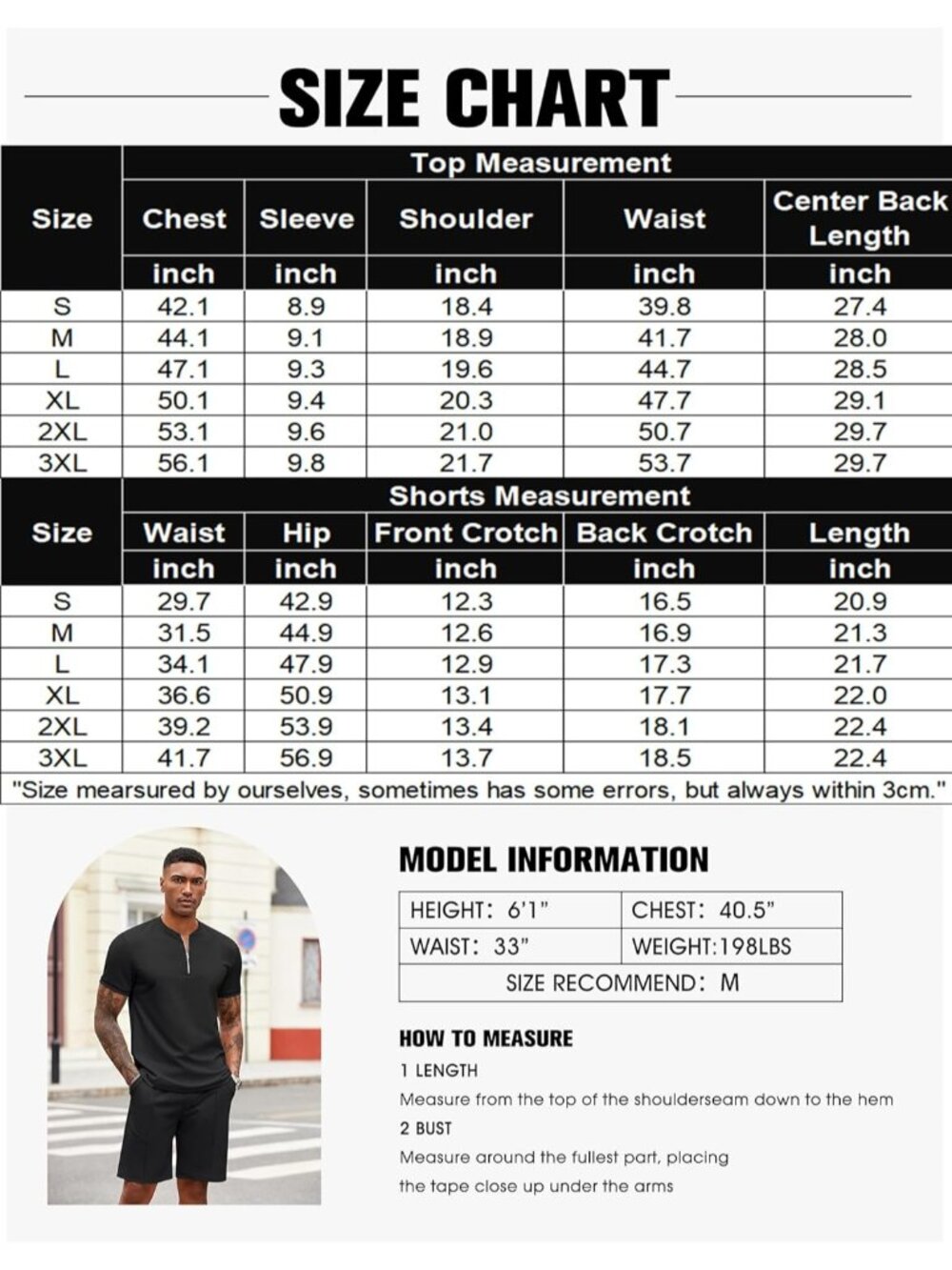 Coofandy Men's 01-black Polyester Shorts Zip Polo T Shirt 2 Pieces Tracksuit - Picture 6 of 6